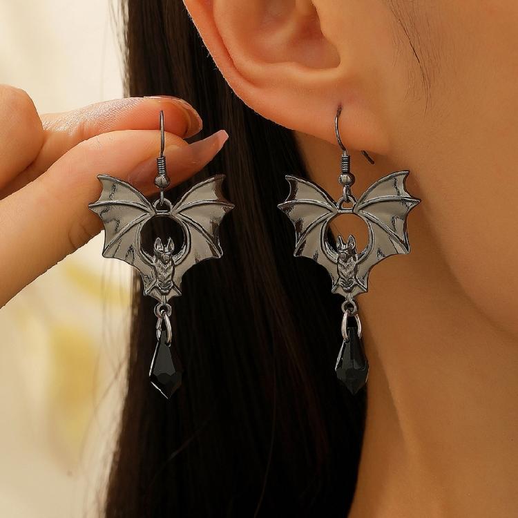 Halloween Inspired Bat Spiders Pendant Earrings Gothic Jewelry For Women Alloy Accessories