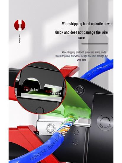 Clește de sertizat profesional pentru cablu de rețea cu capăt Crystal cu conectori cu 5, 6, 7 găuri traversante