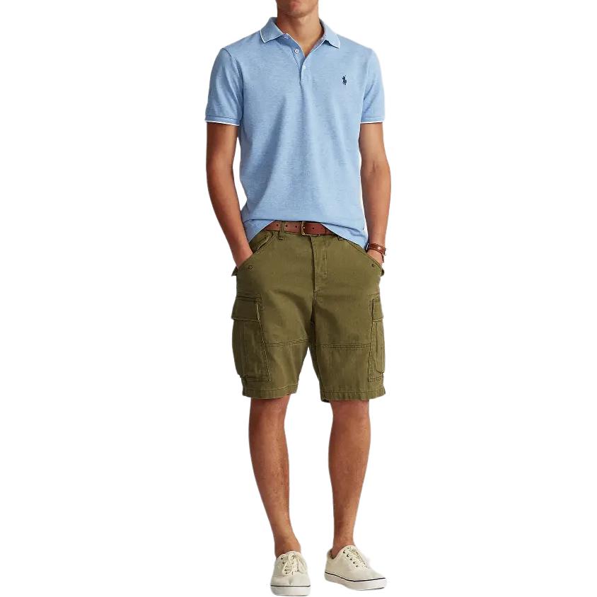 Polo Ralph Lauren Logo Embroidered Slim Fit Straight Cut Short Sleeve Polo Shirt Men tops Island-Blue MNPOKNI1N820582-400