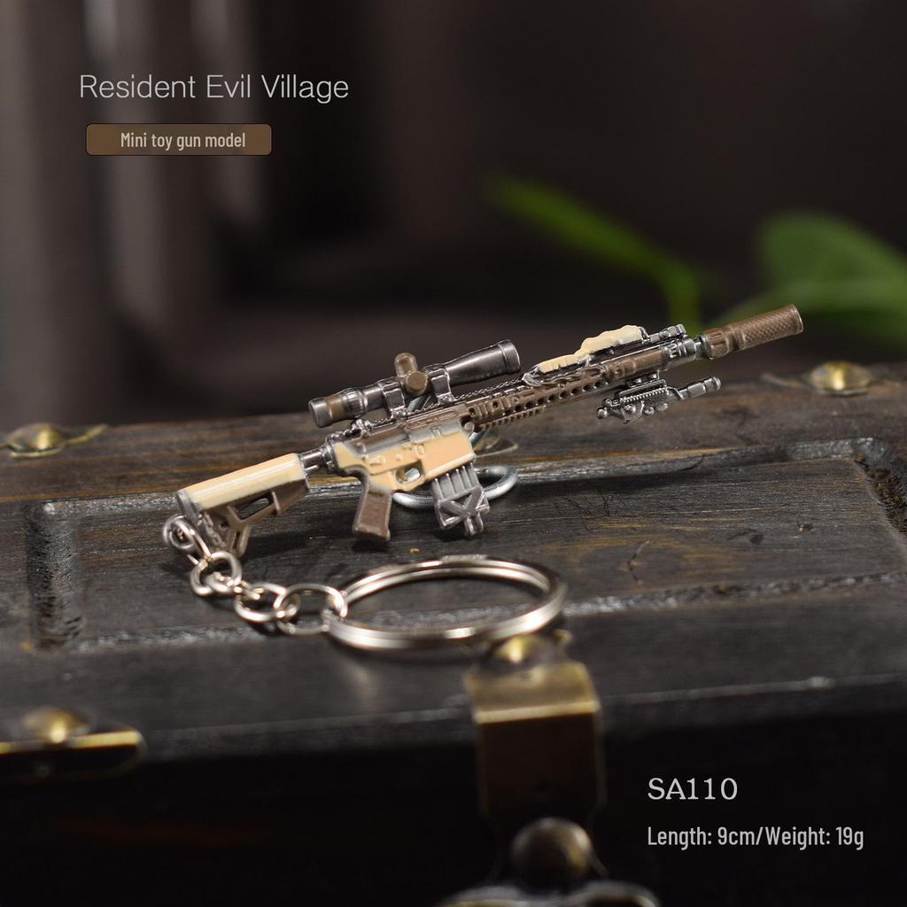 Resident Evil Village 9cm Mini-Scharfschützen Q Spielzeugmodell Legierung Schlüsselanhänger