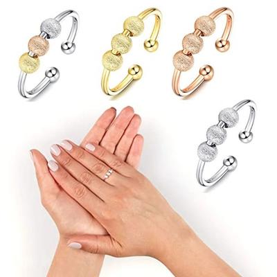1PC Edelstahlring Zappelperlen Ring Spinner Simulierte Angstlinderungsringe Frei Drehbar Anti Stress Spielzeug Für Männer Frauen