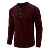 Maglietta Henley a maniche lunghe da uomo Intimo Maglietta basic casual Maglietta traspirante a 4 bottoni Maglietta da allenamento traspirante per uomo
