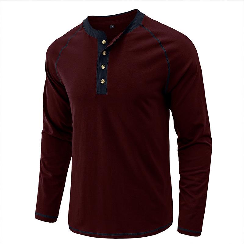 Phoca largha Heren Pasvorm Lange Mouw Henley Shirts Ondergoed Casual Basis Tops 4-Knoop Ademende T-Shirts Atletische Workout Vochtafvoerende T-shirts voor Heren XL