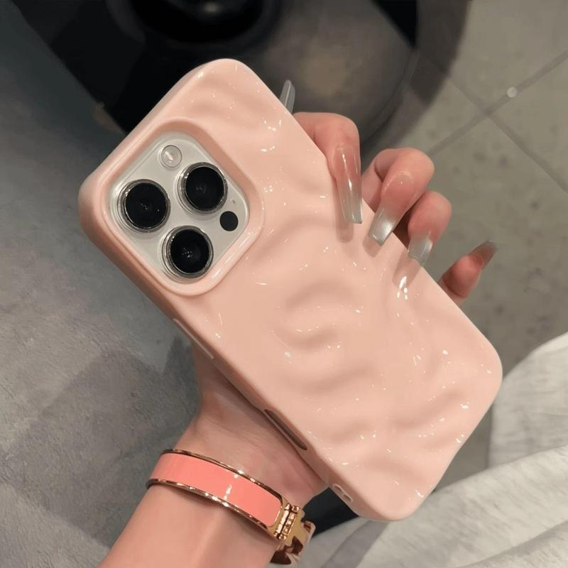 Luxury Soft Silicone Wave Fold Pattern Phone Case For iPhone 17 Air 11 12 13 14 15 16 17 Pro Max Plus Candy Bumper Back Cover