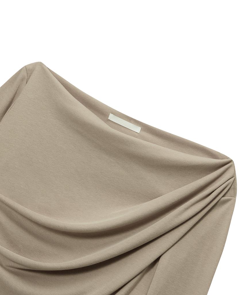 CNVS Boat Neck Draped Long Sleeve T-Shirt (3 Colors)