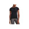 Under Armour HeatGear Armour Logo Print Crew Neck T-Shirt Women Tops Black 1328964-001