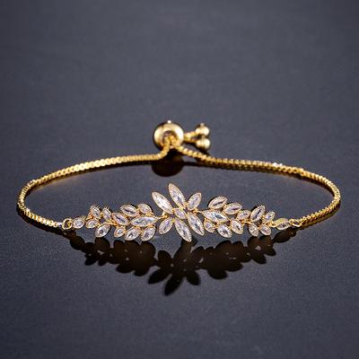 Exquisite Leaf Marquise Zircon Adjustable Bracelet for Women Cubic Zirconia Charm Bracelet Zircon Gifts