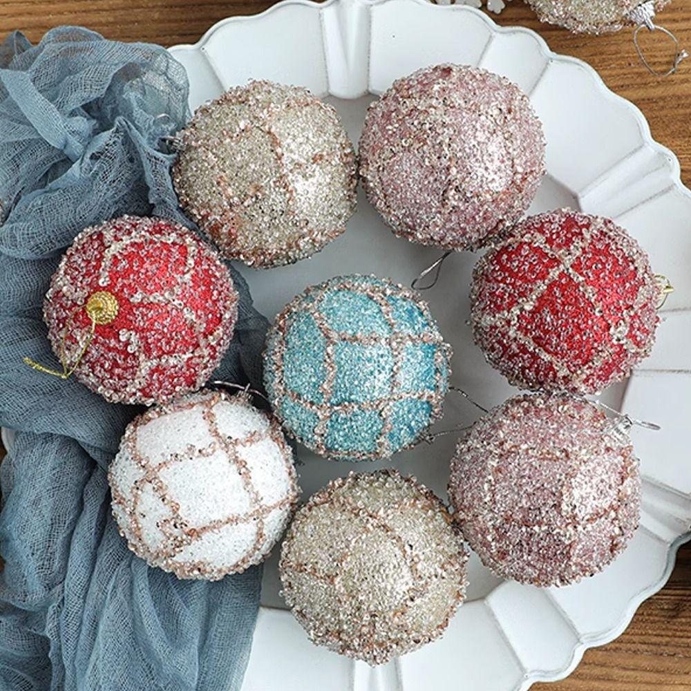 

3pcs Foam Colorful Christmas Balls Pendants Sequin Xmas Tree Pendants Home New Year Decor шампанского
