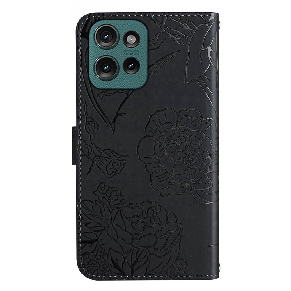 HT03 For Motorola Edge 50 Neo 5G/Moto S50 5G/Thinkphone 25 5G Case Butterfly Flower Imprint Leather Phone Cover with Strap