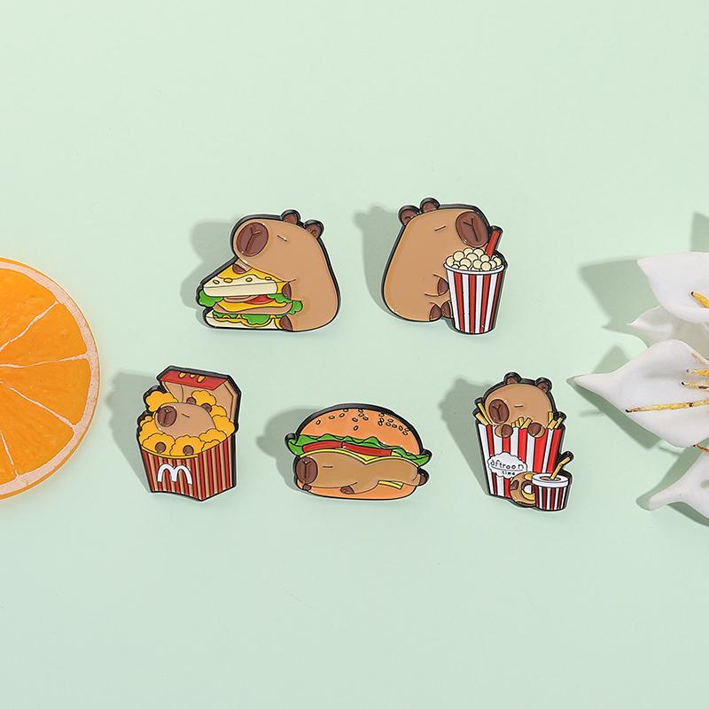 2-9pcs/set Cute Capybara Enamel Pins Creative Cartoon Animal Brooch Lapel Badge Funny Jewelry Accessories Gifts For Kids Friends