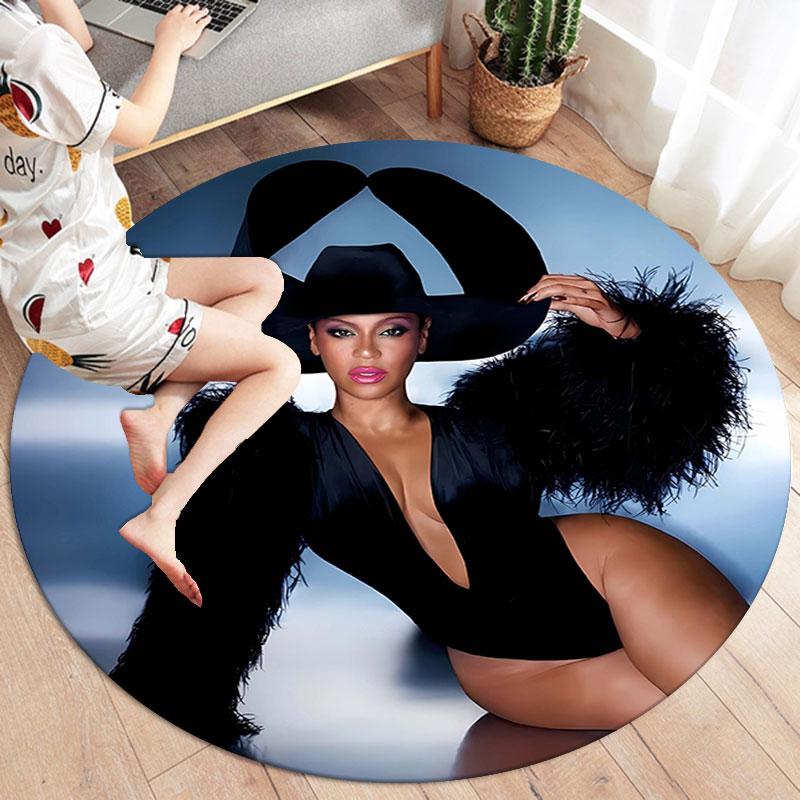 Beyonce Round Area Rug,Carpet Rug for Living Room Bedroom Sofa Playroom Decor,Non-slip Floor Mat