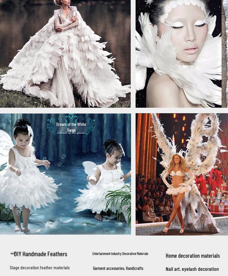 Flowing Fabric Strips & Colored Goose Feather Ribbon for Wedding Dress DIY and Crafting Accessories