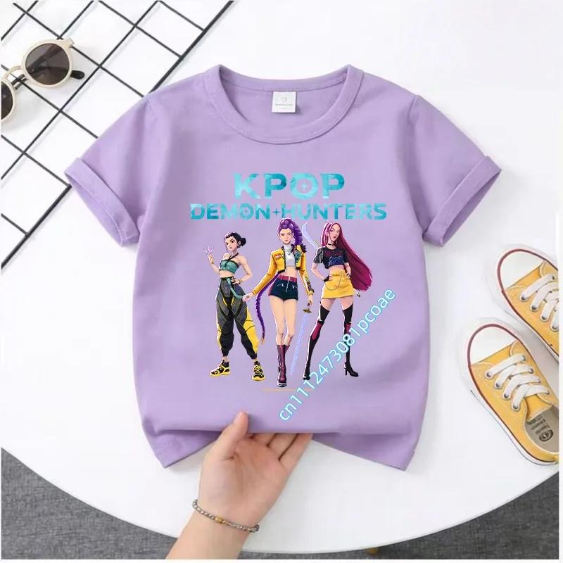 Summer Kpop Demon Hunters Print Graphic Tshirt Kids Clothes 2026 Movie T Shirt Girls Boys Short Sleeve Tops Comfortable T-shirt