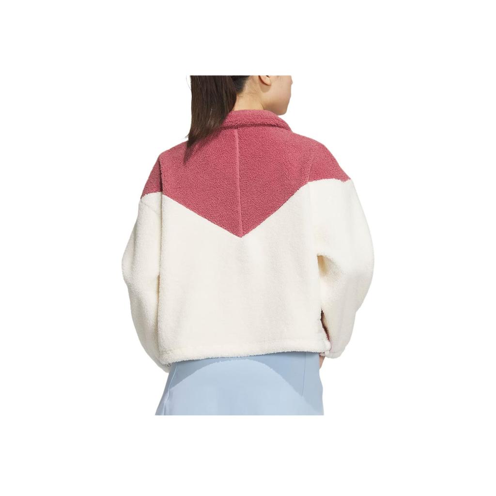 Adidas Originals Collegiate Jacket Series Color Block Outdoor Casual Sports Zip-Up Stand Collar Jacket Women Jackets Deep-Pink Cream JD6370