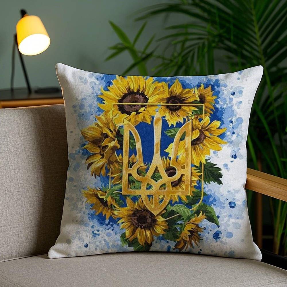 Ukraine Flag Aesthetic Pillow Case Sofa Short Plush Double-Sided Hd Printing Room Home Office Gift Cushion Cover