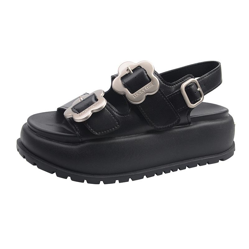 

Thick-soled heightening sandals women s summer 2025 new casual non-slip beach shoes open-toe with buckle Roman sandals 40