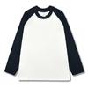 Oversize T-shirt z wkładką na ramię i długim rękawem Damski Wiosna Jesień Amerykański Blok Kolorów Koszulka Bazowa Luźny Dekolt Czysta Bawełna Top