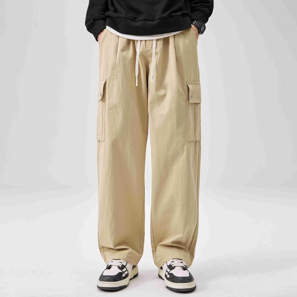 Overalls men's autumn new ins trendy brand cotton loose casual pants multi-pocket ruffian handsome straight trousers
