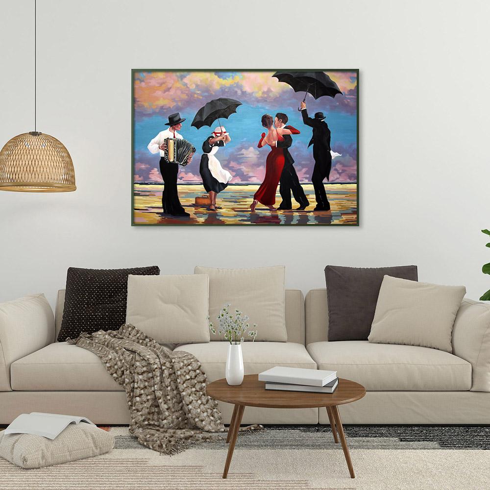 Zpívající komorník s akordeonistou Abstraktní malba Tisk Plátno Plakát Barevný obrázek Pokoj Domácí nástěnné umění Dekorace Cuadros