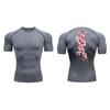 Blossom Print Short Sleeve Compression Tee Shirts Men Summer Athletic Quick Dry T-shirts Fitness Gym Workout Running Sporty Tops