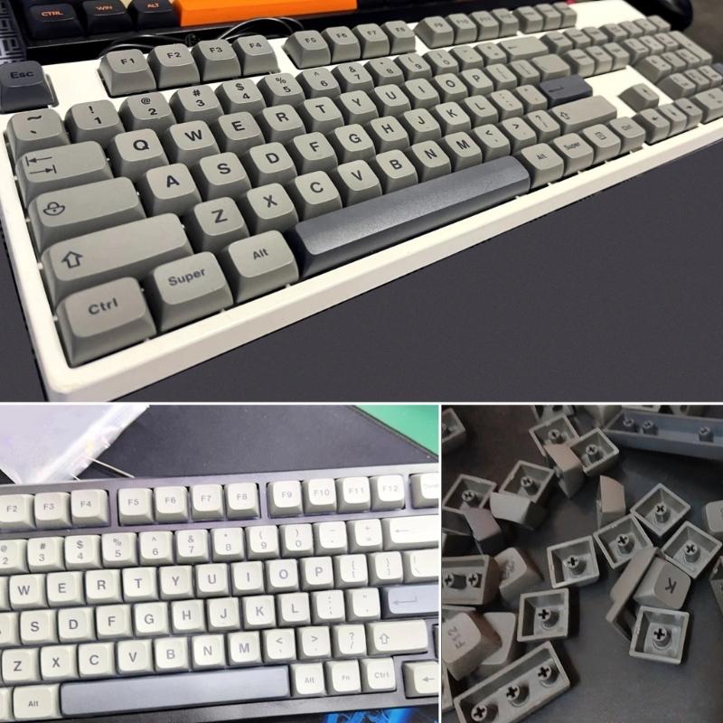 133Key Gray Mist Themed Keycap XDA Profile PBT Dye Sublimation Keycap Set for Customs Mechanical Keyboards