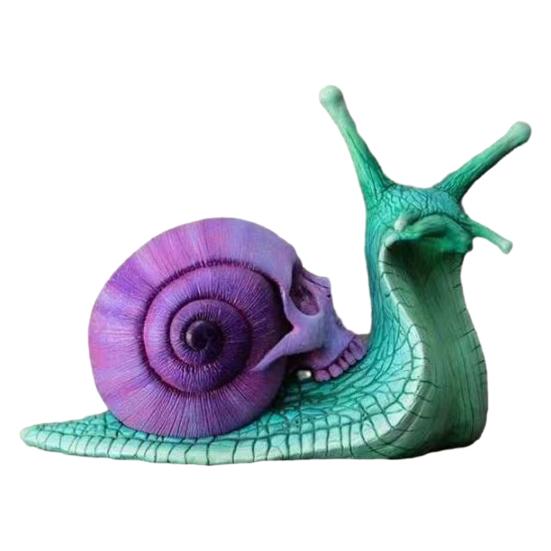 Lebková šnečí zahradní socha Halloweenská lebková šnečí socha Pryskyřičná gotická šnečí kostra Dekorace pro terasu trávník Domov Kancelářský stůl Dekor