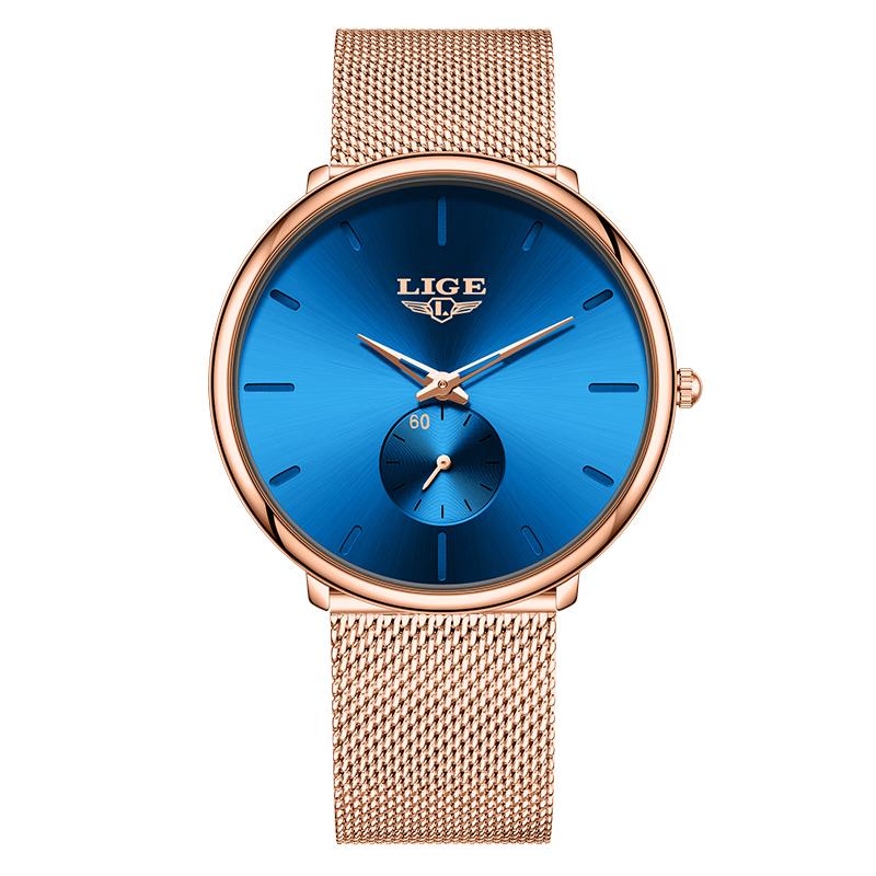 LIGE Ultra Dünne Netz-Quarzuhren Für Damen Einfach Elegant Wasserdicht Damen Uhr Mode Sport Damen Armbanduhr Reloj