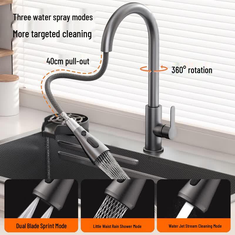 Cobbe 5MM Thick SUS304 Gunmetal Gray Single Kitchen Sink with Faucet