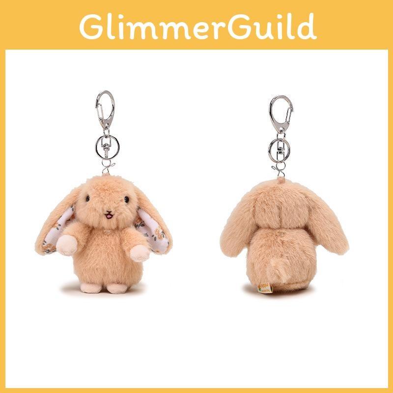 Flower Ear Print Rabbit Plush Keychain Animal Backpack Pendant Cartoon Gift Kids