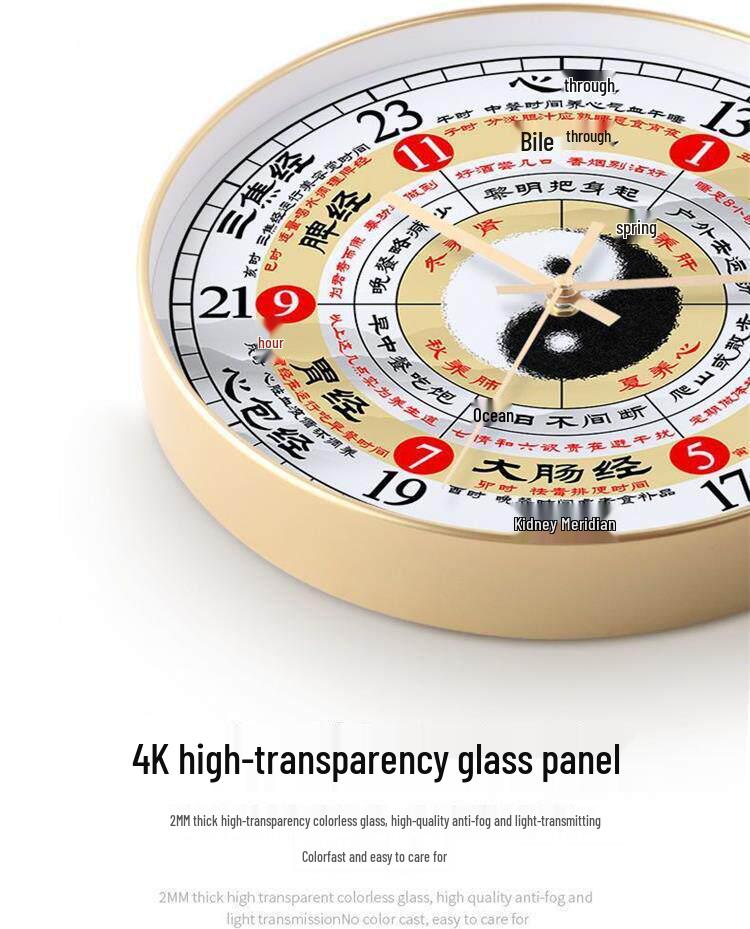 TCM Health Wall Clock with Auto Time Correction & Earthly Branches