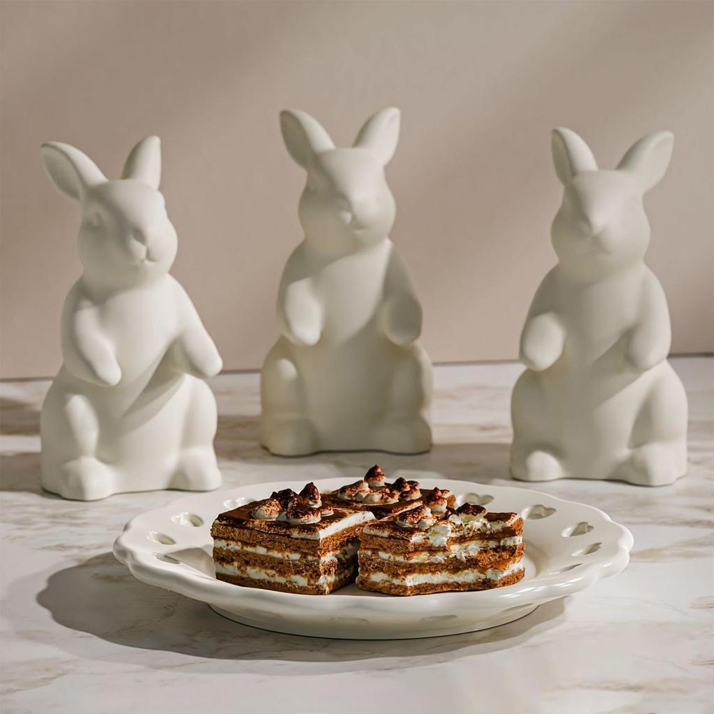 Easter Rabbit Tray Mould Silicone Cute 3D Fruit Plates Easter Bunny Tray Mold Resin Crafts For Thanksgiving Holiday Party Office