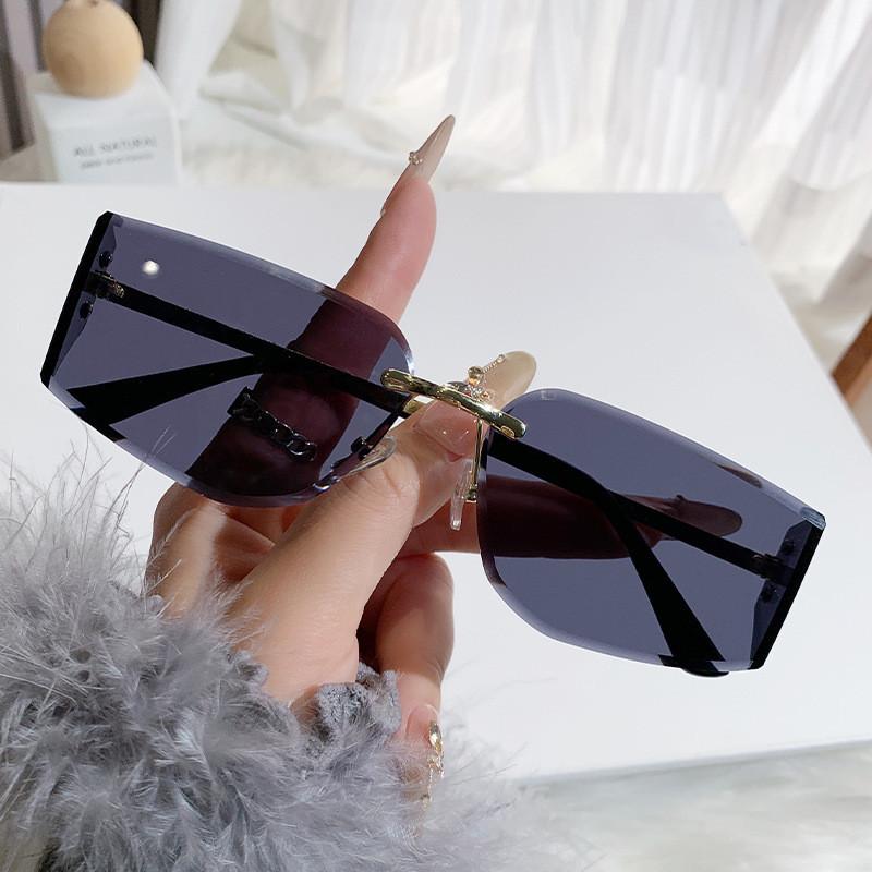 Unisex Frameless Curved Sunglasses With Uv400 Protection For Travel And Outdoor Activities