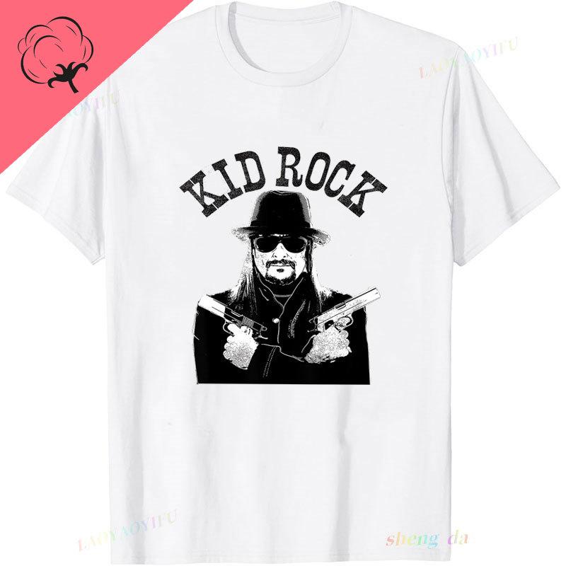 Playera Kid Rock Crossed Guns Front Classic TShirt Retro Style 100 Cotton ONeck Short Sleeve Camisa Roll Music Streetwear Tee