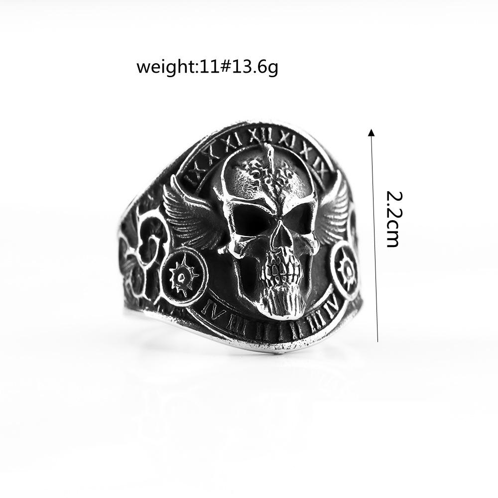 Vintage Stainless Steel Men's Skull Ring Motorcycle Style Band