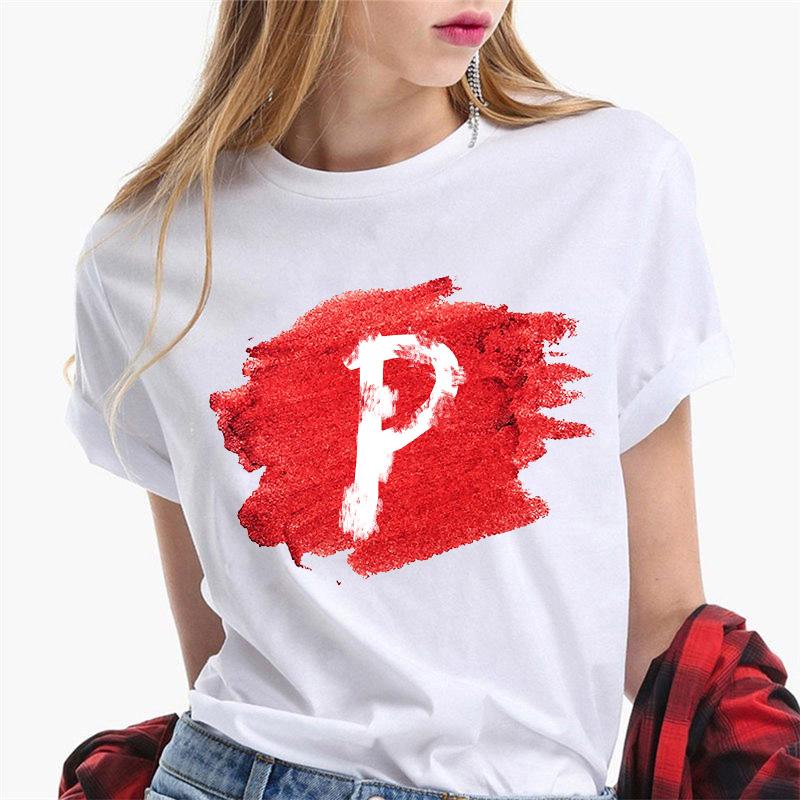 Women T Shirt Harajuku Summer 26 Alphabet K Print Woman Tee Tops Casual 90S Tshirt Femme Fashion Female T-Shirt