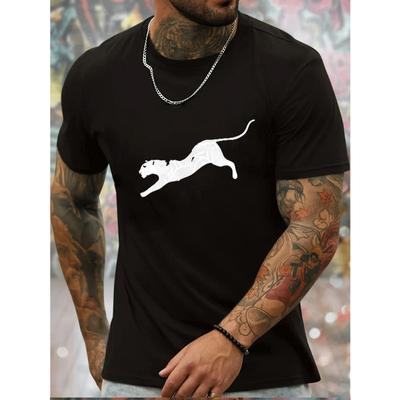 Europäische Größen Herrenmode Lässiges Kurzarm-T-Shirt | Trendiger Geparden-Print, Rundhalsausschnitt, Sommersaison