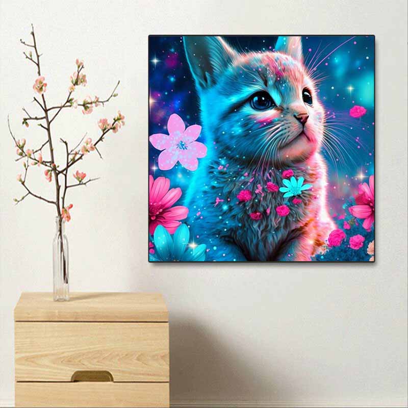 New Arrival 5D DIY Full Circle Diamond Painting "Flowers and Cats" Embroidery Cross Stitch Home Decor Gift