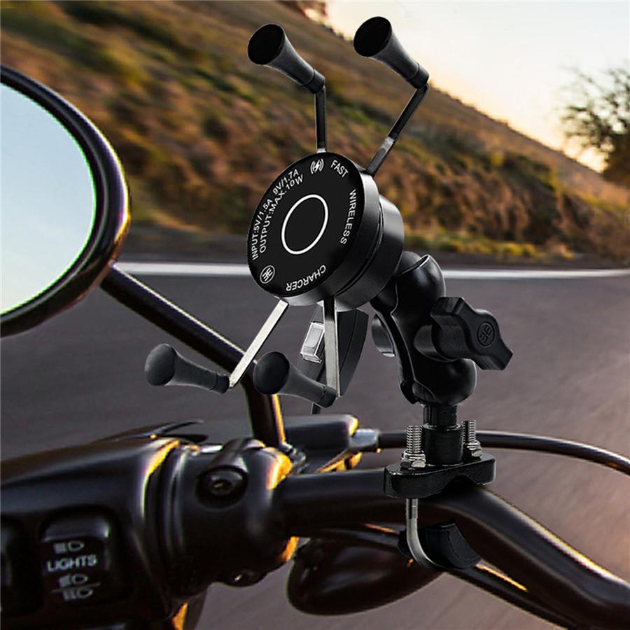 Motorcycle Wired + Wireless Phone Holder