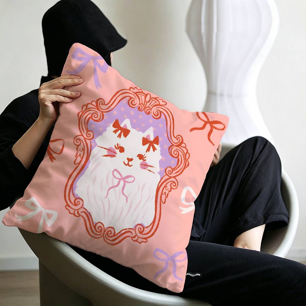 Cute caroon cat portrait photo frame fashion art Cushion Cover Polyester Sofa Cushions Throw Pillows Home Decoration Pillowcover