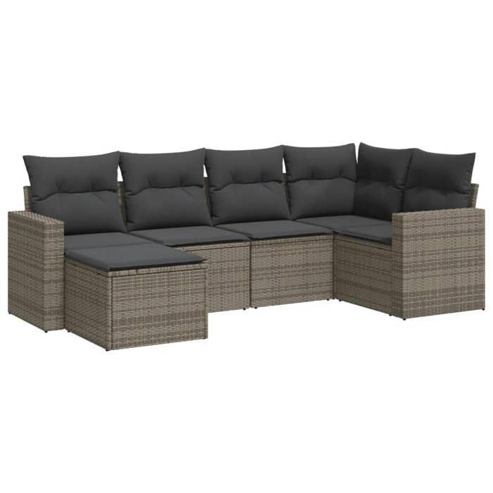 VidaXL Salon de Jardin avec Coussins 6 pcs, Canapés avec Pieds Réglables, Ensemble de Meubles d'Extérieur Patio Terrasse, 3251597