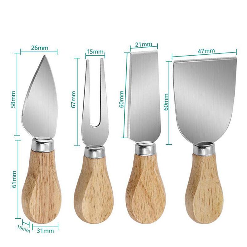 Stainless Steel Cheese Knives Oak Handle Cheese Cutter Cheese Board Butter Spatula Kitchen Cheese Tools