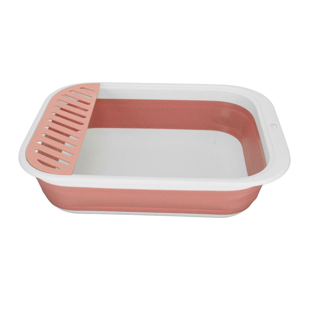 Cat Litter Box Semi Enclosed Easy Cleaning Splash Proof Foldable Kitten Toilet for Indoor Cats Kittens Small Pets Pink