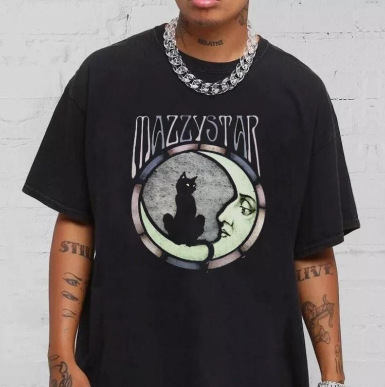 

Mazzy Star Moon And Cat Tee 90S Alt Rock Mazzy Star Unisex Band Shirt Unisex T-Shirt XXXL