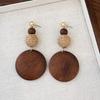 Brown Wooden Drop Earrings Flower Beads Dangle Earrings New Woven Tassel Earrings  Beach