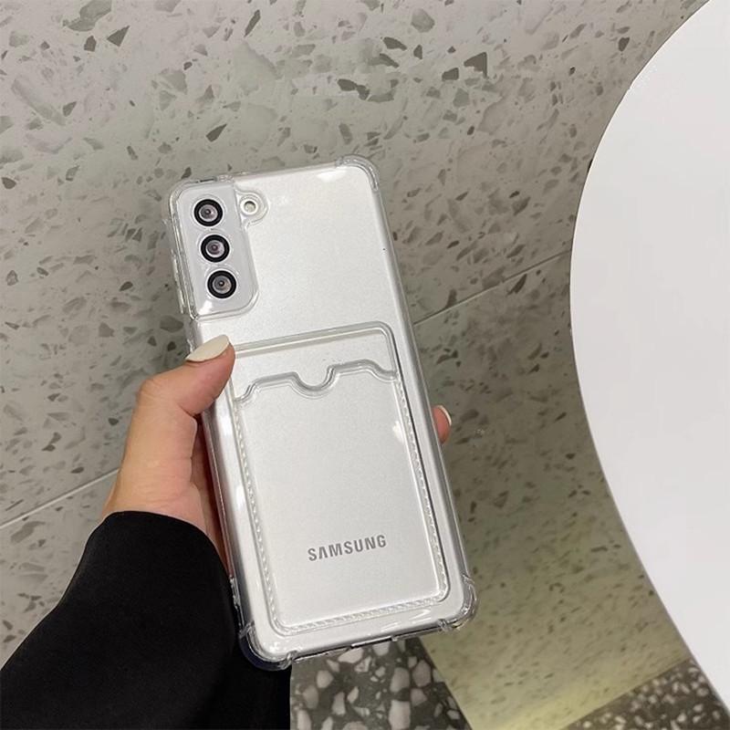 Clear Card Slot Case for Samsung S26U/S24/S25/A57/A16/Note20 - Full Coverage Soft Silicone Protection