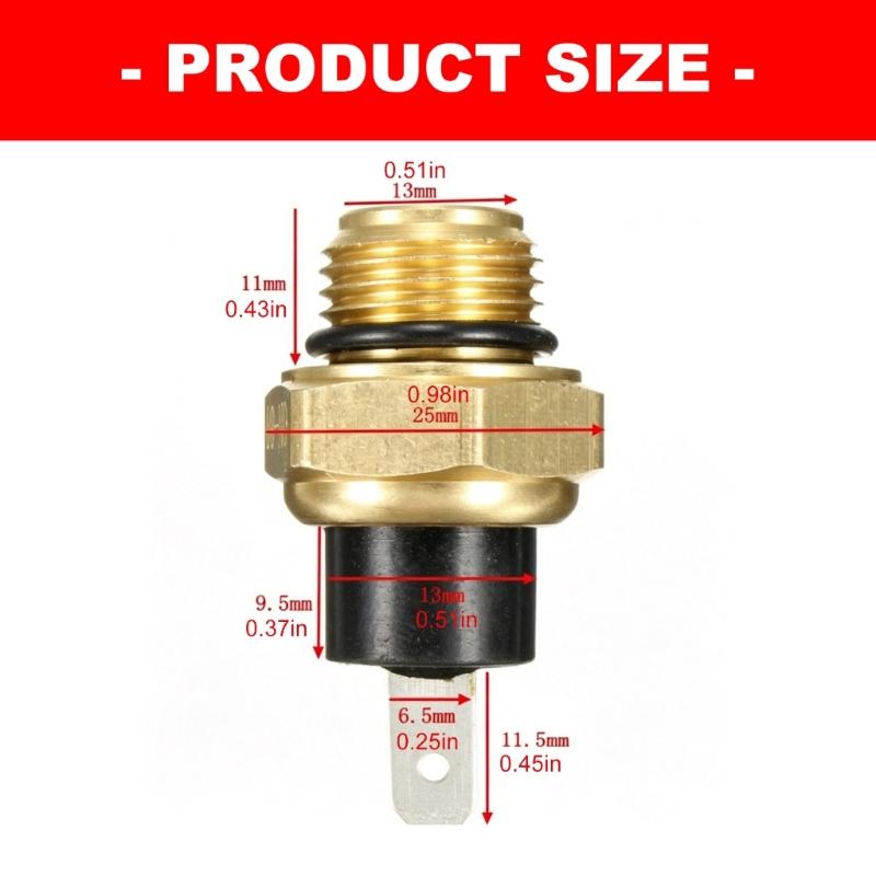 Motorcycle Cooling System Temperature Sensor with Single Blade Terminal, Threaded Metal Body and Sealing Gasket for Sensor Service Work