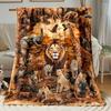 Manta de Animales de Safari Africano León Elefante Jirafa Manta Polar Escena de Vida Silvestre Naturaleza Suave Cálida Decoración para Todas las Estaciones