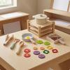 Wooden Play Kitchen Rounded Shapes Cooking Set FoodShaped RolePlay