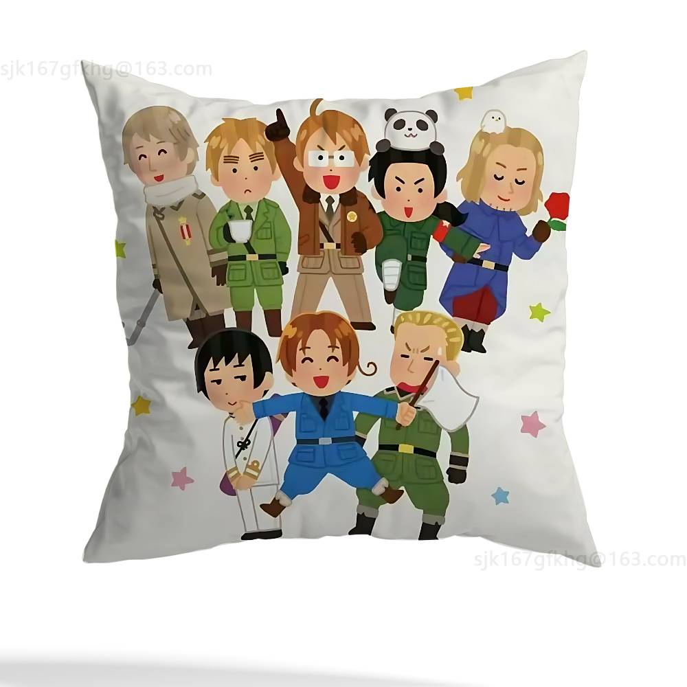 Anime H-Hetalia World Stars Pillow Case Square Double-Sided Printing Short Plush Sofa Cushion Cover Bedroom Bedside Pillow