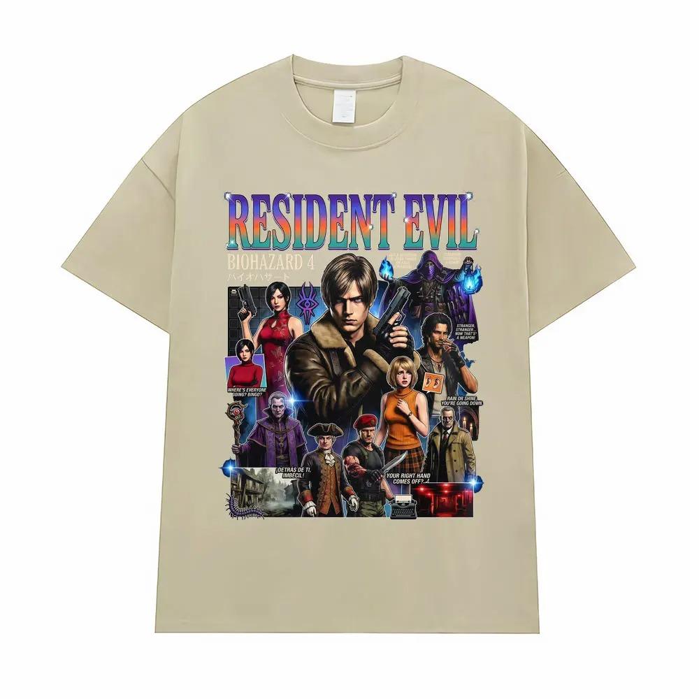 

Resident Evil 4 Biohazard Full Character Collage Graphic Oversized T-Shirt Retro Horror Game Streetwear Women And Men T-shirts XXXL